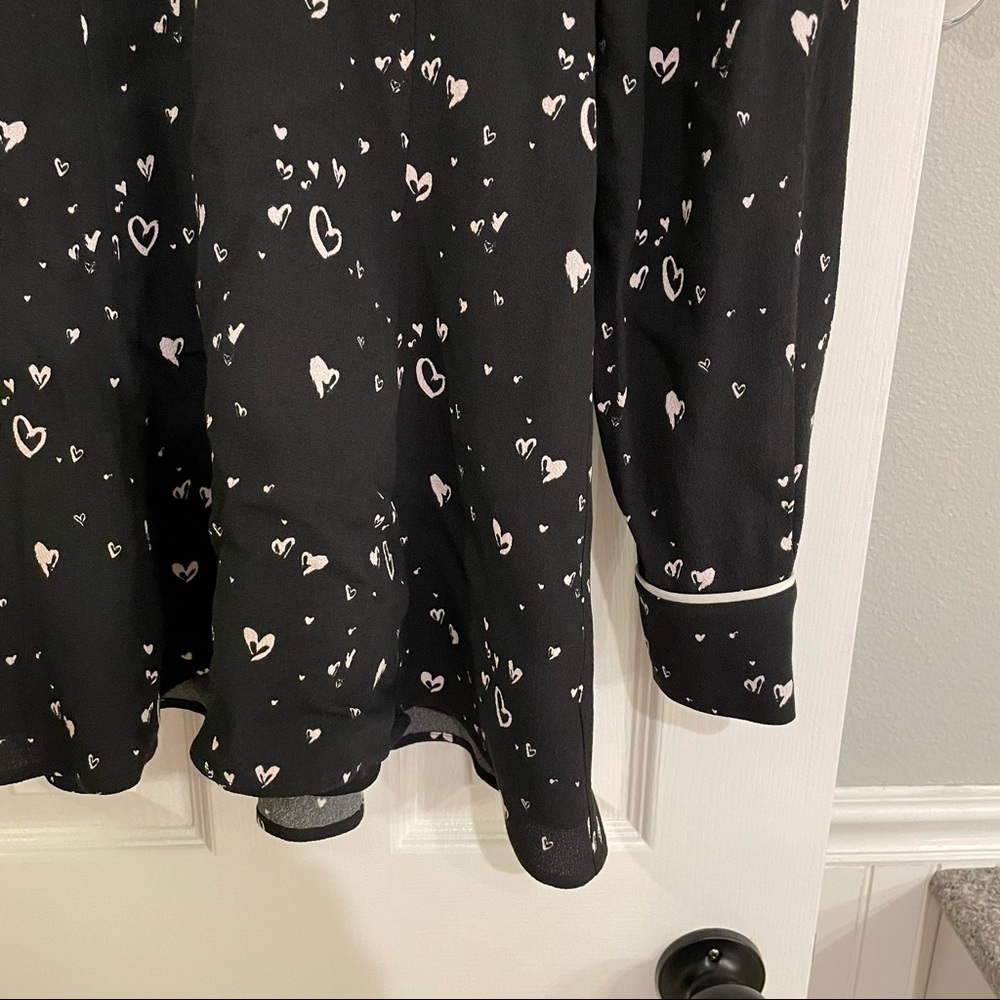 Parker Kaylin Black Heart Print Long Sleeve Dress 00 - Picture 4 of 9